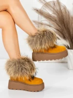 Ghete Dama din piele naturala 3ASJN73 YELLOW | PANTOFUL