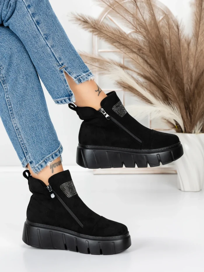 Ghete Dama cu Platforma 5AH65 BLACK | MEI