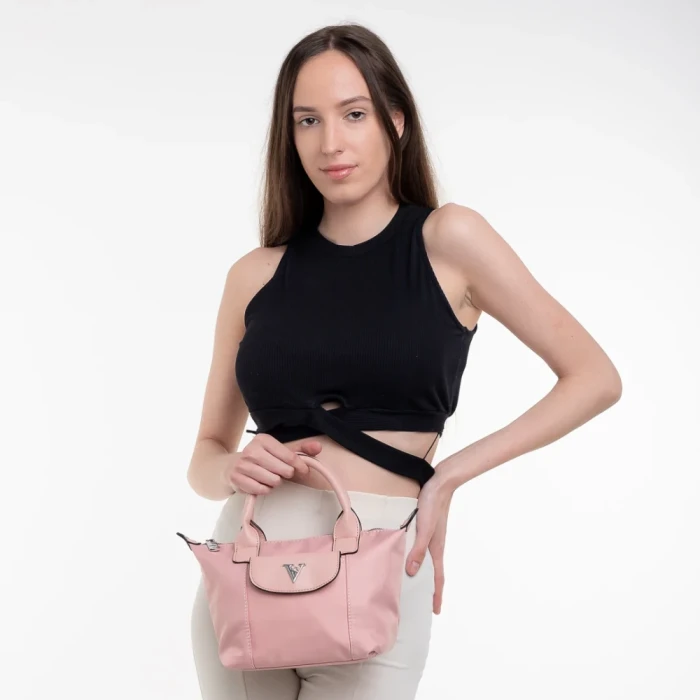 Geanta dama roz din material textil Empedonika