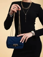 Geanta dama navy din material textil Bansari