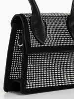 Geanta dama neagra din material textil si piele ecologica Baya