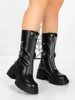 Ghete Dama din piele naturala 52AD5 BLACK | PANTOFUL