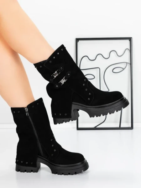 Ghete Dama din piele naturala 52AD1 BLACK | PANTOFUL