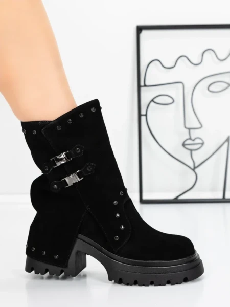 Ghete Dama din piele naturala 52AD1 BLACK | PANTOFUL