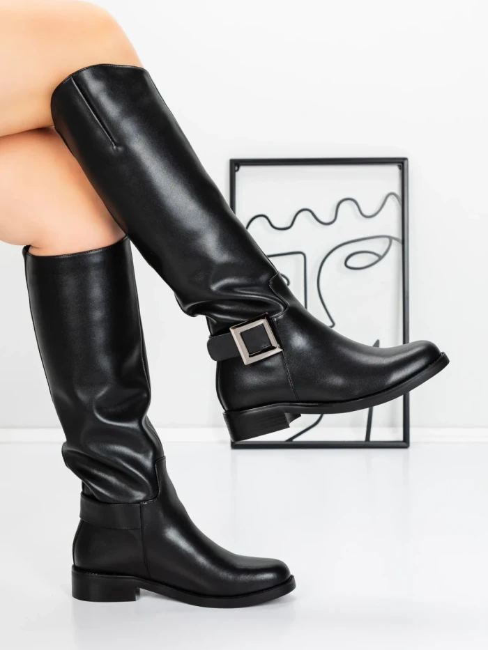 Cizme Dama din piele naturala 52AD3 BLACK | PANTOFUL