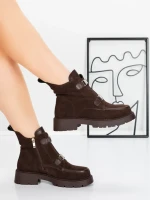 Ghete Dama din piele naturala 52AD7 BROWN | PANTOFUL