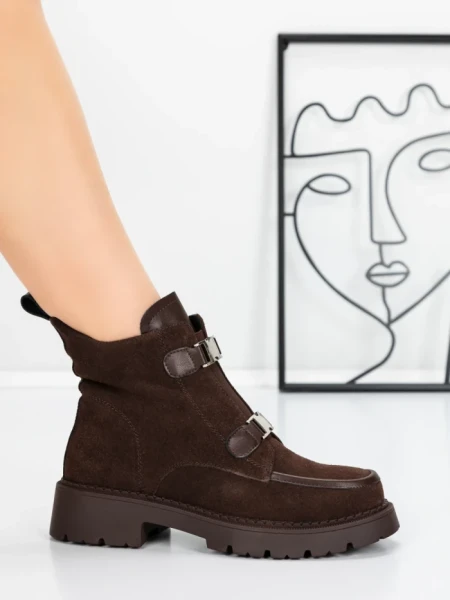 Ghete Dama din piele naturala 52AD7 BROWN | PANTOFUL