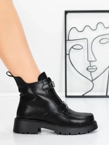 Ghete Dama din piele naturala 52AD7 BLACK | PANTOFUL