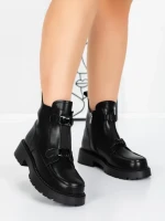 Ghete Dama din piele naturala 52AD7 BLACK | PANTOFUL