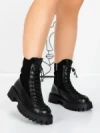 Ghete Dama din piele naturala 52AD8 BLACK | PANTOFUL