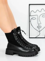 Ghete Dama din piele naturala 52AD8 BLACK | PANTOFUL