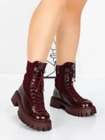 Ghete Dama din piele naturala 52AD8 WINERED | PANTOFUL