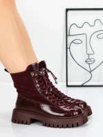 Ghete Dama din piele naturala 52AD8 WINERED | PANTOFUL
