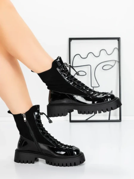 Ghete Dama din piele naturala 52AD8 BLACK | PANTOFUL