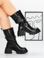 Ghete Dama din piele naturala 52AD11 BLACK | PANTOFUL