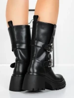 Ghete Dama din piele naturala 52AD11 BLACK | PANTOFUL