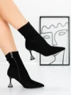 Botine cu Toc Subtire 5XKK67 BLACK | MEI