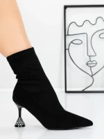 Botine cu Toc Subtire 5XKK67 BLACK | MEI