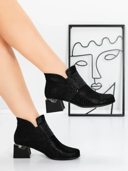 Ghete Dama din piele naturala K244-93R BLACK | JOSE SIMON