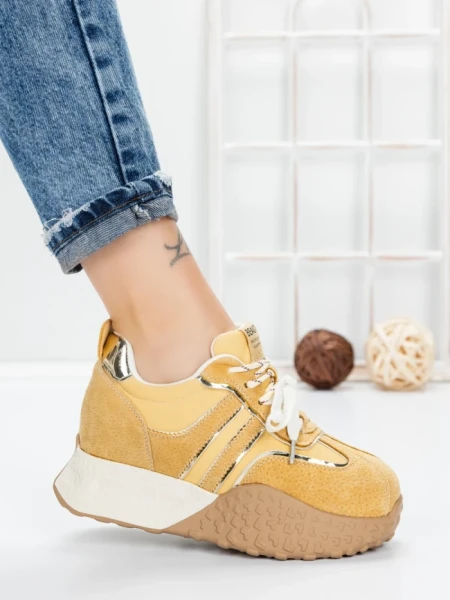 Pantofi Sport Dama cu Platforma 3A1-1 YELLOW | MEI
