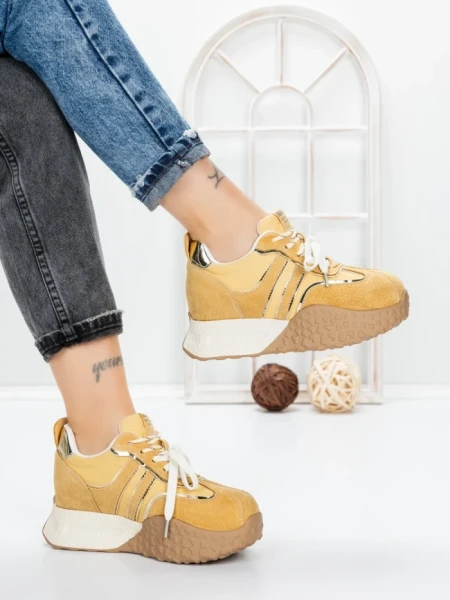 Pantofi Sport Dama cu Platforma 3A1-1 YELLOW | MEI