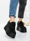 Pantofi Sport Dama cu Platforma 3591-6 BLACK | MEI