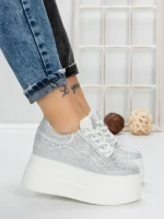 Pantofi Sport Dama cu Platforma 3591-6 WHITE | MEI