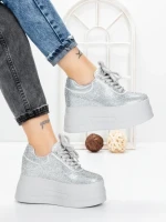 Pantofi Sport Dama cu Platforma 3591-6 SILVER | MEI