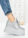 Pantofi Sport Dama cu Platforma 3591-6 SILVER | MEI