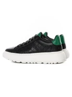 Pantofi Sport Barbati din piele naturala 5302 BLACK-GREEN | ADVANCER