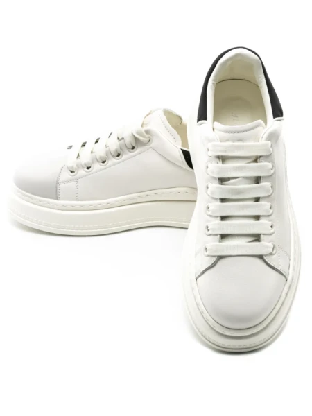 Pantofi Sport Barbati din piele naturala 88118X WHITE-BLACK | ADVANCER