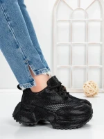 Pantofi Sport Dama cu Platforma 5WL109 BLACK | MEI