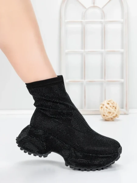 Pantofi Sport Dama cu Platforma 5WL110 BLACK | MEI