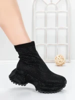 Pantofi Sport Dama cu Platforma 5WL110 BLACK | MEI