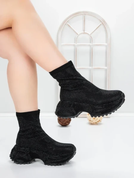 Pantofi Sport Dama cu Platforma 5WL110 BLACK | MEI