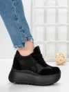 Pantofi Sport Dama cu Platforma 5WL111 BLACK | MEI