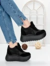 Pantofi Sport Dama cu Platforma 5WL111 BLACK | MEI