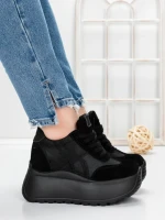 Pantofi Sport Dama cu Platforma 5WL111 BLACK | MEI
