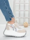 Pantofi Sport Dama cu Platforma 5WL111 WHITE | MEI