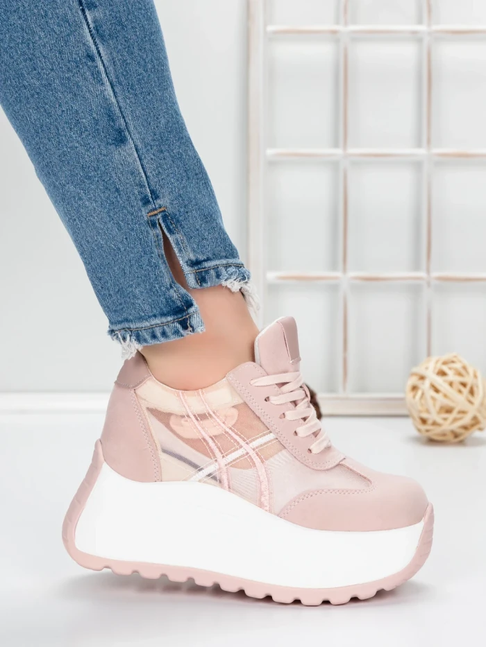 Pantofi Sport Dama cu Platforma 5WL111 PINK | MEI