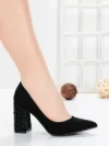 Pantofi cu Toc Gros 5YXD5 BLACK | MEI