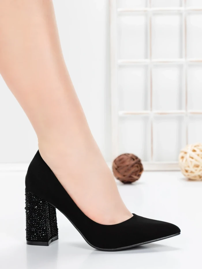 Pantofi cu Toc Gros 5YXD5 BLACK | MEI