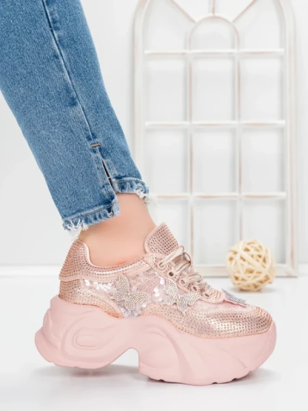 Pantofi Sport Dama cu Platforma 5WL112 PINK | MEI