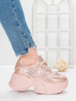 Pantofi Sport Dama cu Platforma 5WL112 PINK | MEI