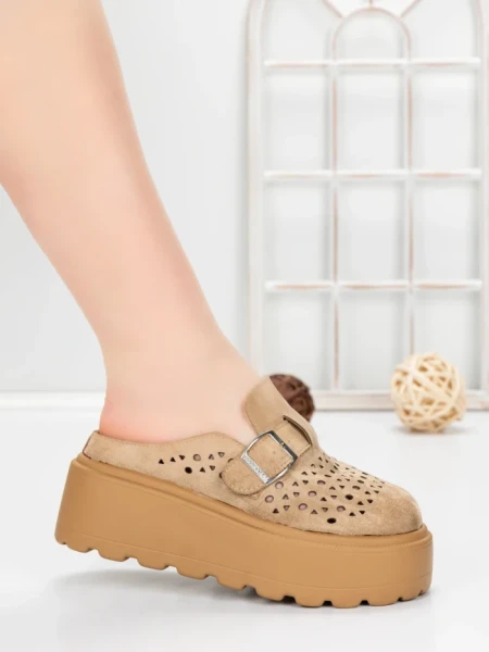 Papuci Dama cu Platforma 5WL113 KHAKI | MEI