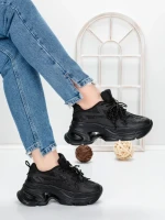 Pantofi Sport Dama cu Platforma 5WL120 BLACK | MEI