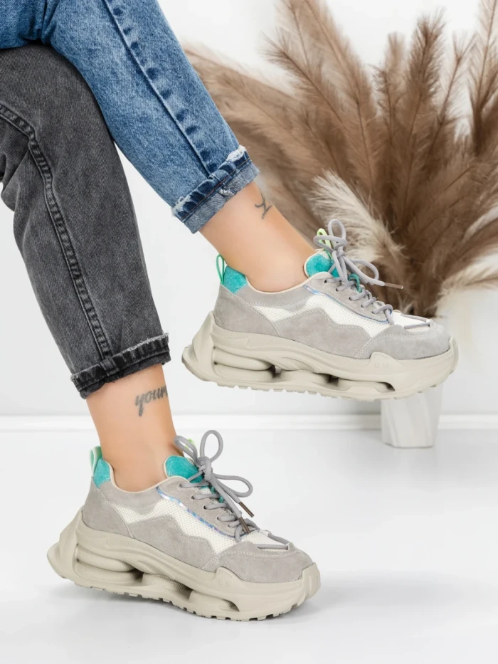 Pantofi Sport Dama din piele naturala 36853-1 GREY | ADVANCER