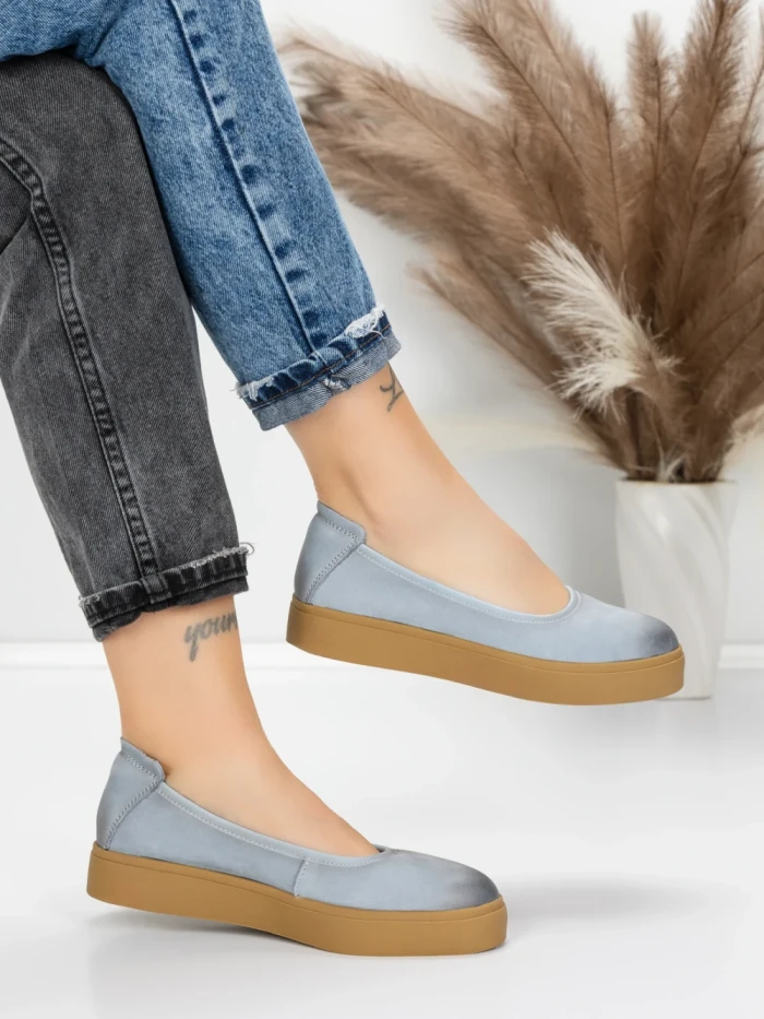 Balerini Dama din piele naturala N3301 BLUE | ADVANCER