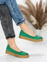 Balerini Dama din piele naturala N3301 GREEN | ADVANCER
