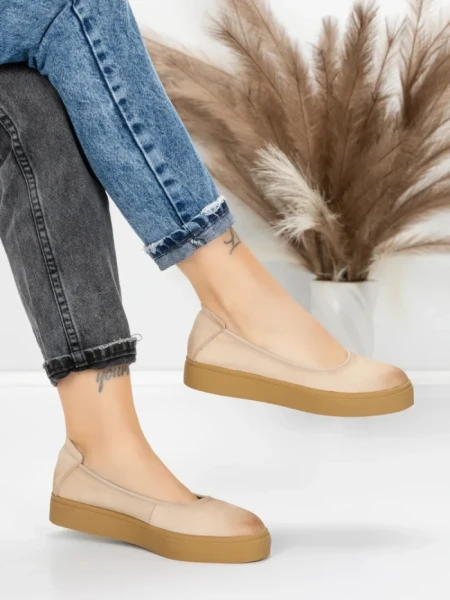 Balerini Dama din piele naturala N3301 CREAM | ADVANCER